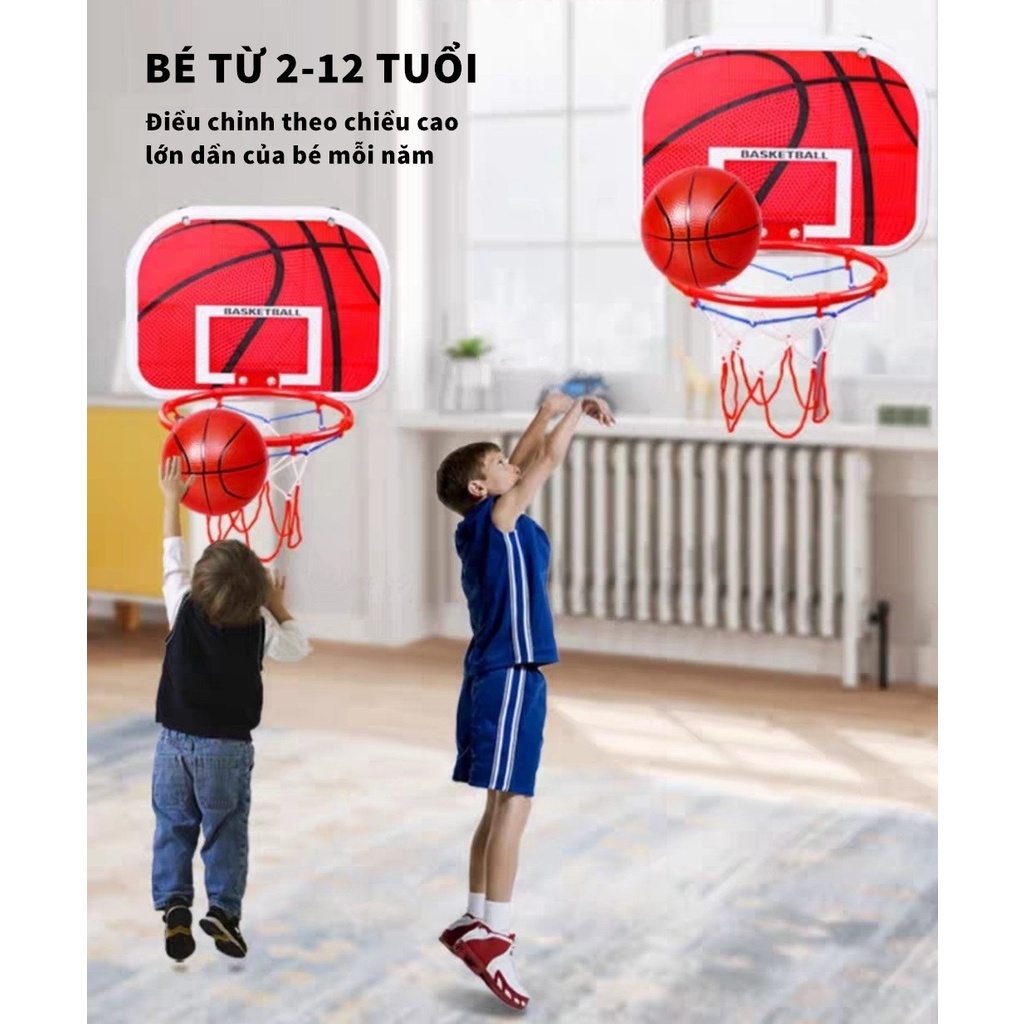 Bộ Bóng Rổ Size Lớn TẶNG BÓNG Khung Sắt Treo Tường Cho Bé Tại Nhà - Trò Chơi Thể Thao Ném Bóng Rổ