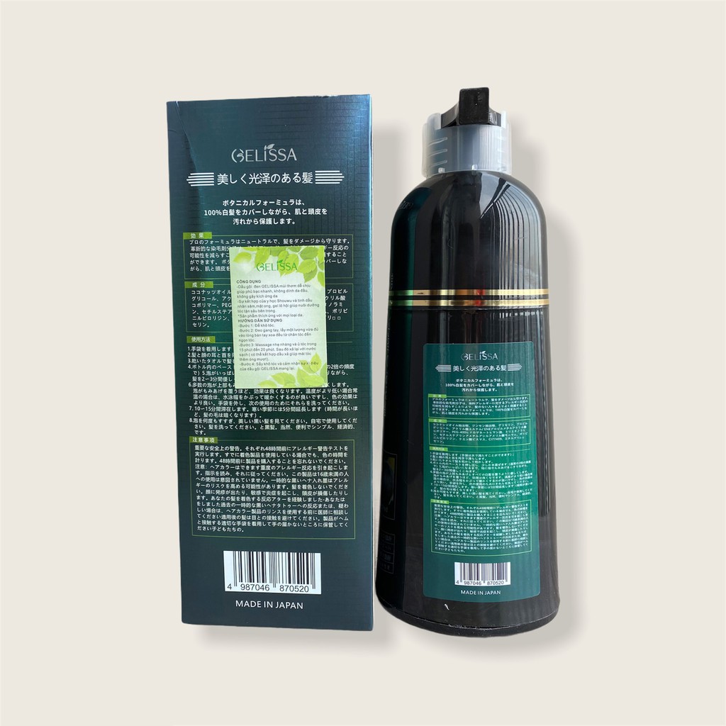 Dầu gội phủ bạc GELISSA 500ml nhật bản - Dầu gội nhuộm tóc đen, nhuộm tóc nâu. thảo dược tự nhiên an toàn