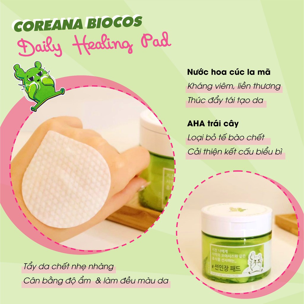 Miếng làm sạch da COREANA BIOCOS DAILY HEALING PAD