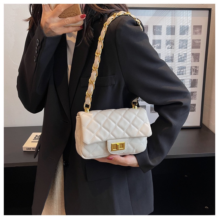 Túi đeo chéo JASMIN NOIR họa tiết caro phối dây xích thời trang cho nữ