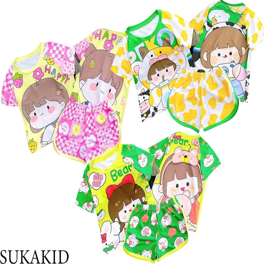 Bộ quần áo trẻ em chất liệu thoáng mát gấu thỏ.bé bò sữa happy 6kg đên 40kg.GN09.