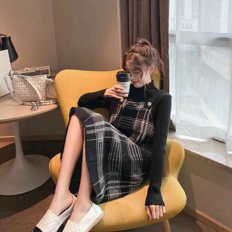 SET YẾM DẠ KẺ + ÁO THUN ĐEN CỔ LỌ TD 🎋