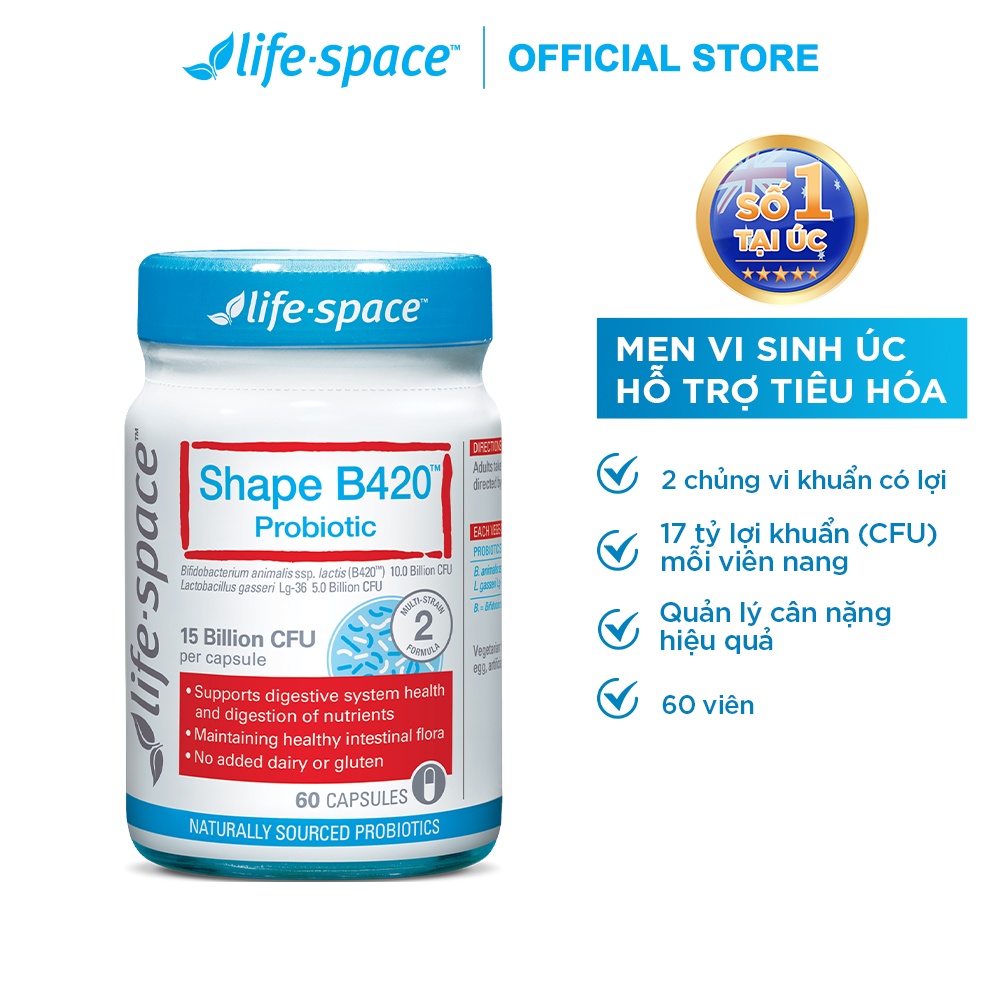 Combo 3 hộp men vi sinh Úc hỗ trợ tiêu hóa và kiểm soát cân nặng Life Space Shape B420 Probiotic