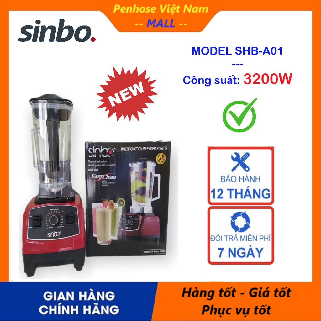 [SINBO] Máy xay sinh tố công nghiệp đa năng công suất cao từ 1800w - 3200w chính hãng (BH 12 tháng)