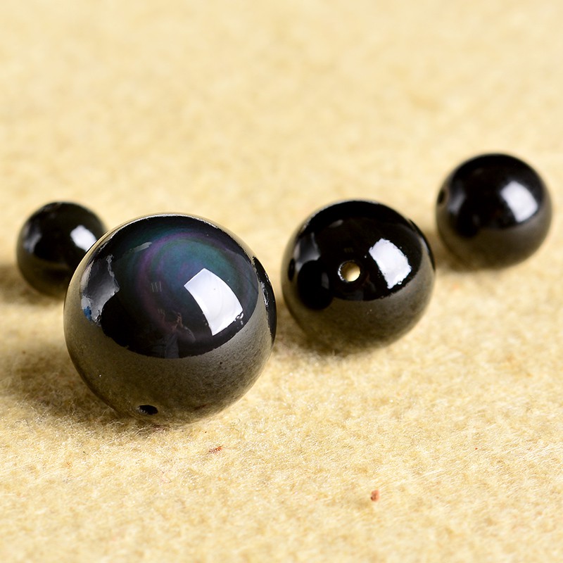 Hạt đá Obsidian Hắc Diện Thạch dùng làm sản phẩm handmade DIY