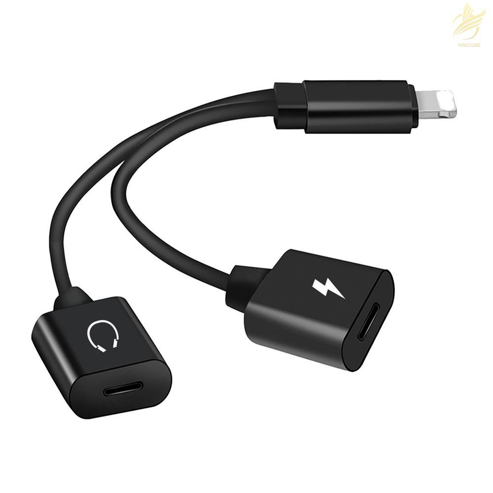 ✜Mini Lightning Splitter Adapter Audio AUX Converter Adapter with Dual Lightning Ports Headphone Jack Charging Port