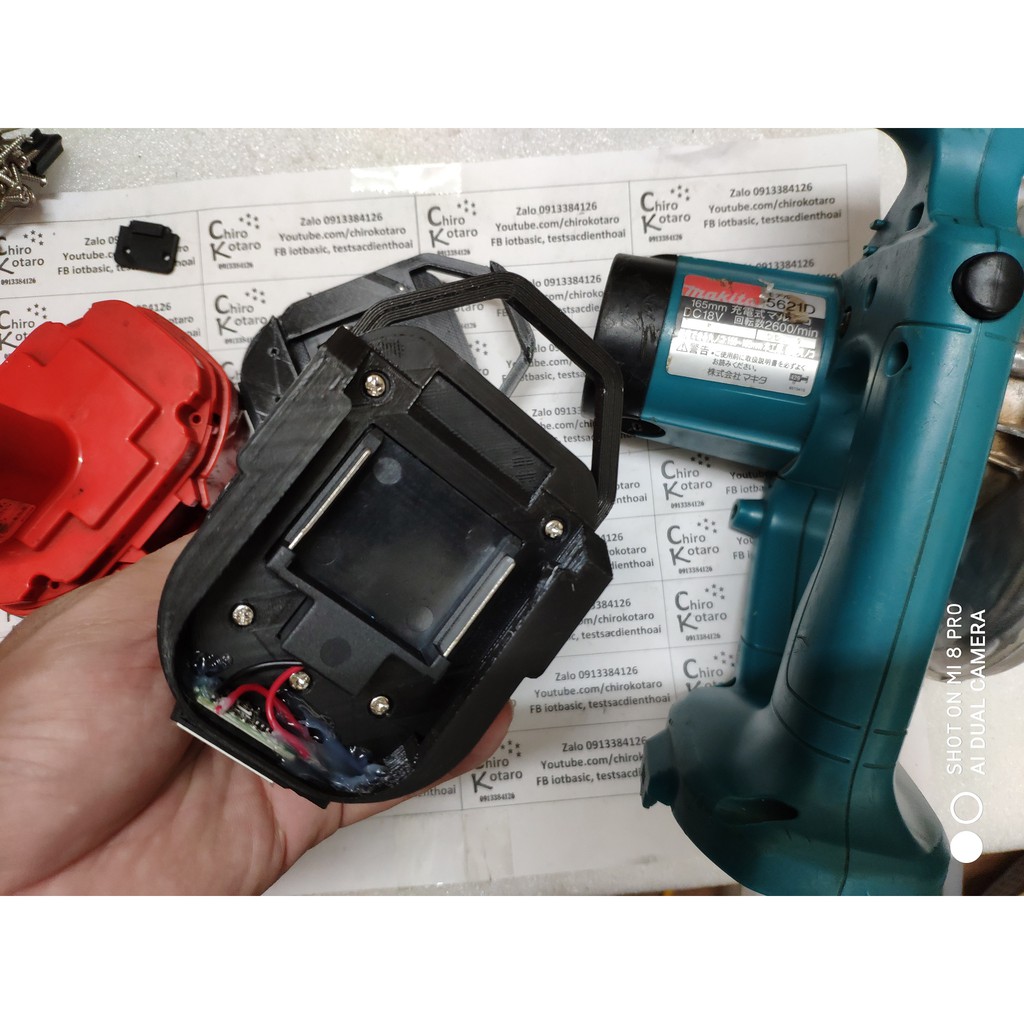 Đế chuyển pin máy Makita 18V NiCD dạng đầu đút sang dùng hộp pin cài Makita