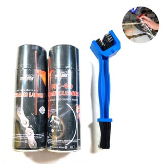 Combo Xịt Dưỡng sên Thunder Chain Lube 400ml, Vệ sinh sên MC-40 400ml tặng bàn chải chà sên 3D Greennetworks