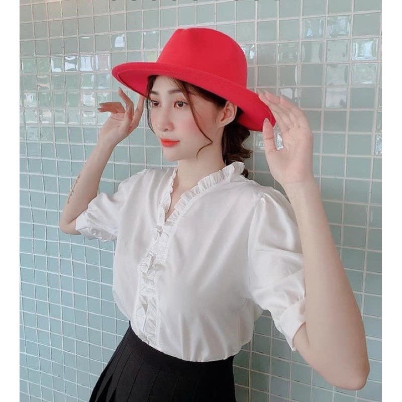 Áo sơ mi trắng tay ngắn cổ viền bèo ♥️ thời trang công sở phù hợp cho mọi sự kiện