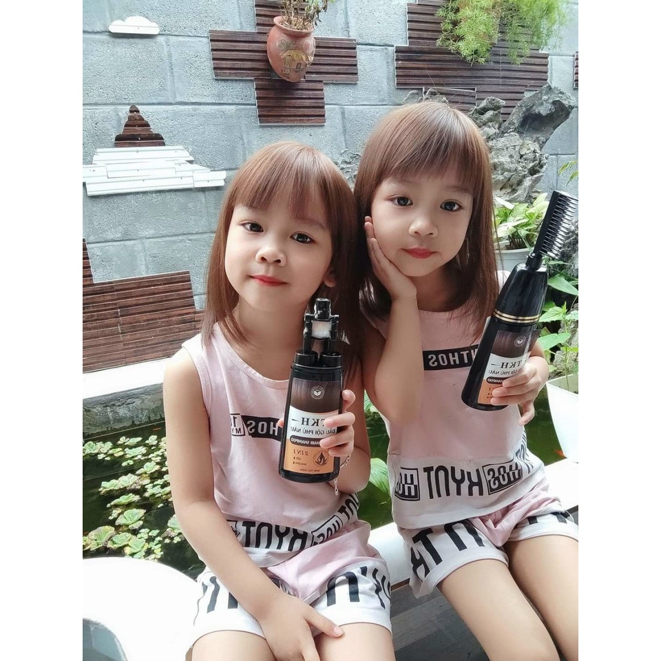 Dầu gội phủ bạc TKH, dầu gội đầu nhuộm tóc màu nâu hạt dẻ, màu đen tại nhà có lược Trần Kim Huyền