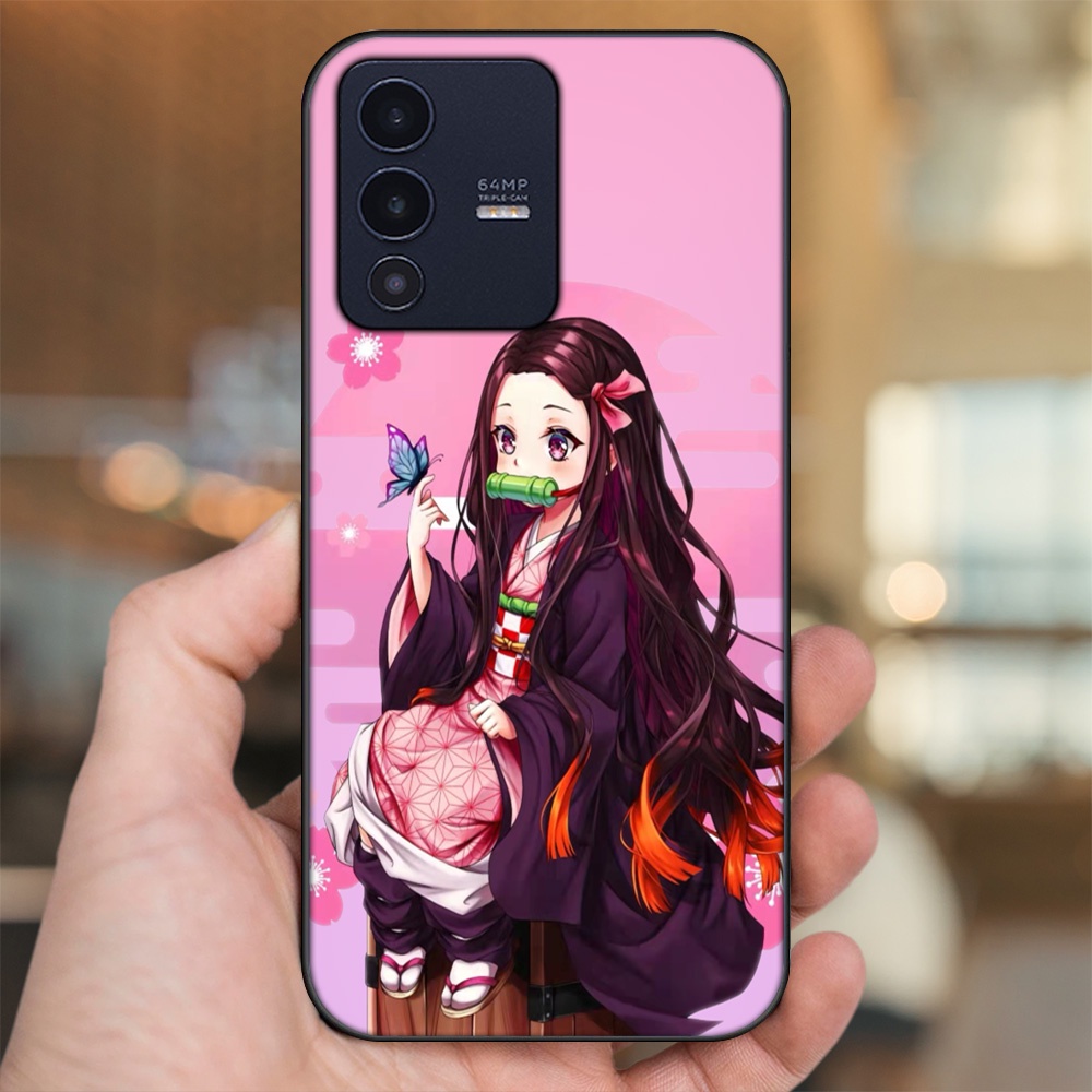 Ốp lưng Vivo V23 5G viền đen in hình Nezuko Kimetsu no Yaiba