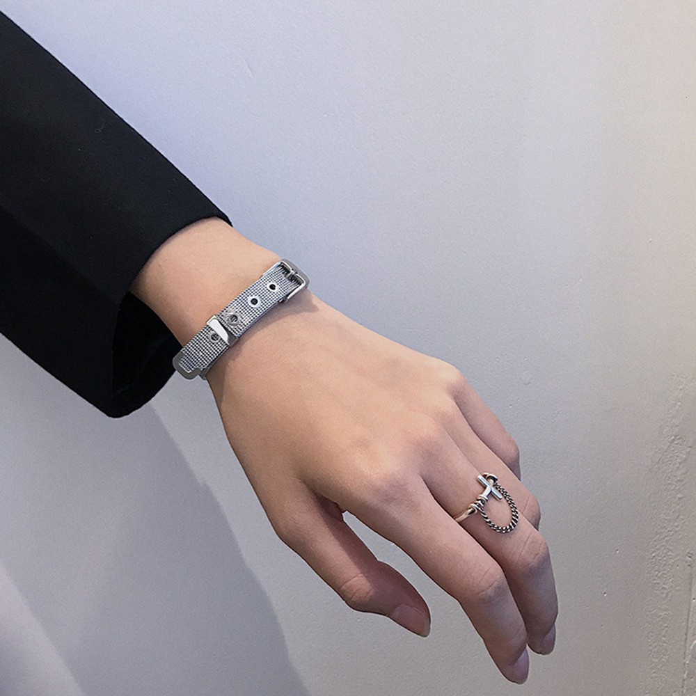 Nhẫn kim loại mặt hình thánh giá phong cách hiphop hàn quốc