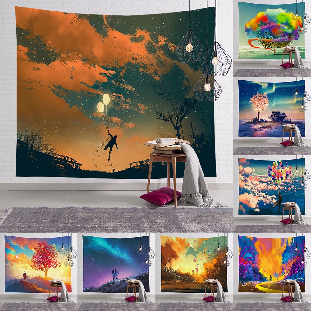 Thảm Treo Tường Họa Tiết Cây Xanh / Bong Bóng Màu Sắc Tươi Sáng Trang Trí Phông Nền