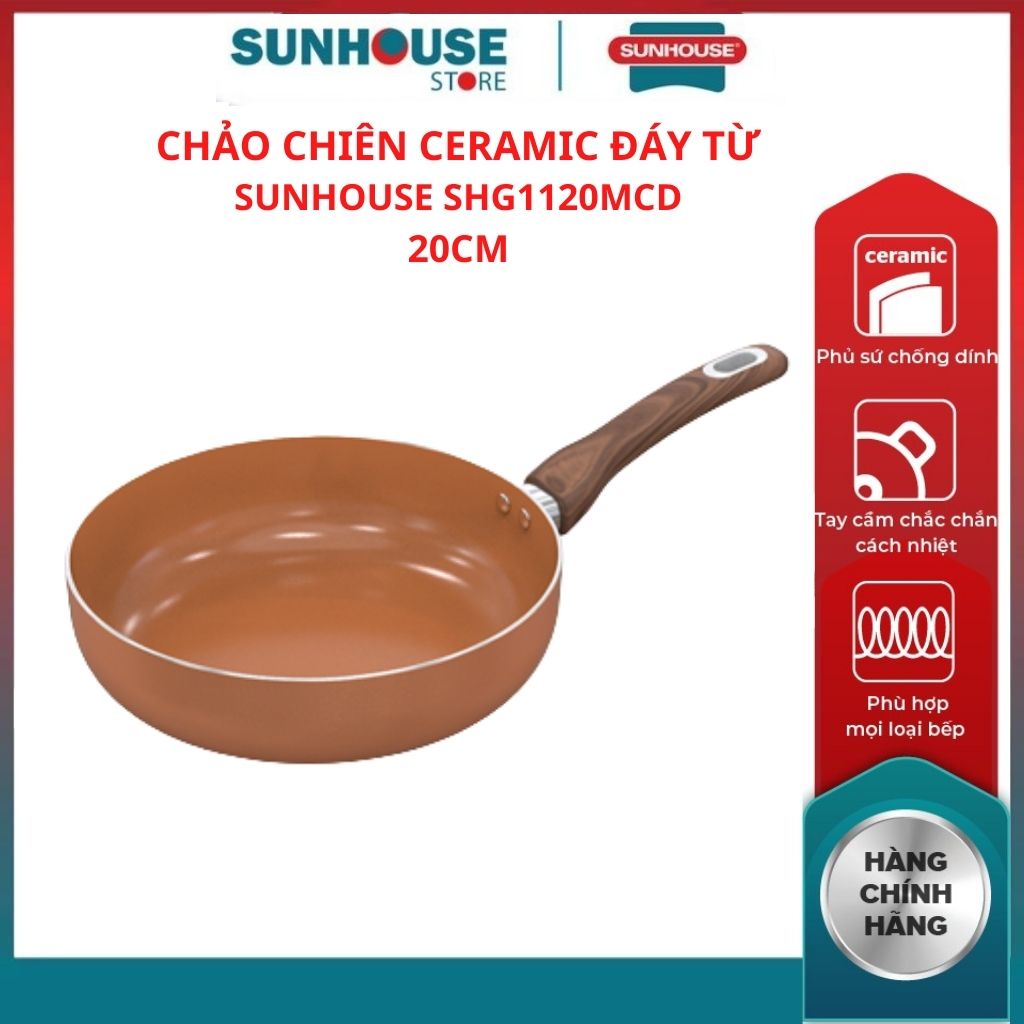 Chảo chống dính đáy từ chiên Ceramic  SHG1120MCD SHG1126MCD Sunhouse phủ sứ chống dính an toàn - HAPOS