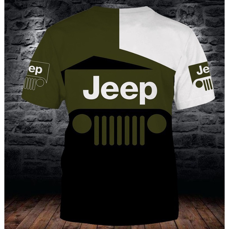 Áo Thun Nam Ngắn Tay In Logo Xe jeep 3D Phong Cách Mới