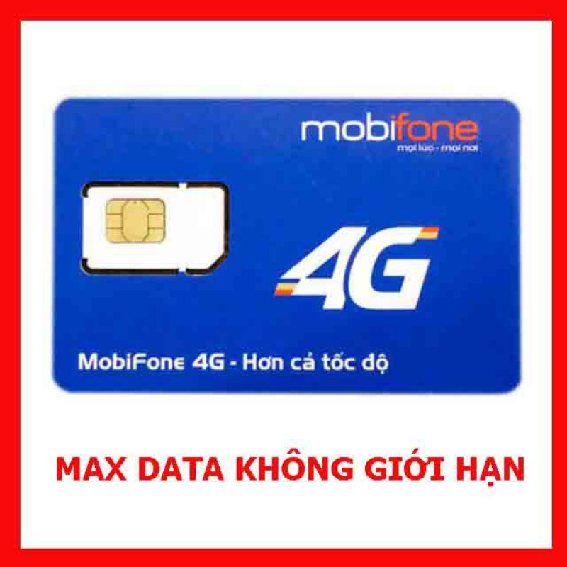 [VPB51,VP51] SIM 4G MOBIFONE MAX BĂNG THÔNG DATA KHÔNG GIỚI HẠN DATA 10000GB/ngày. Mua sim về 30 ngày mới phải nạp tiền