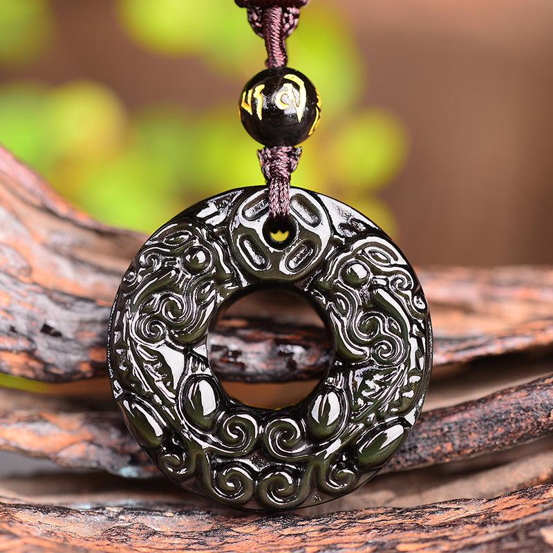 Mặt Dây Chuyền Đá Obsidian 7a 4 Phong Cách