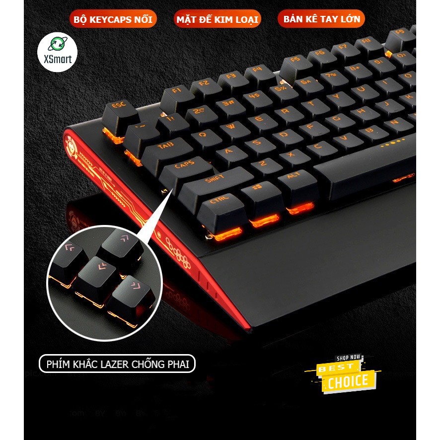 Bàn Phím Cơ Gaming CAO CẤP K1000 PRO 2023 NEW FULL LED RGB Có Kê Tay, Blue Switch Cho Laptop Máy Tính PC, Cổng USB