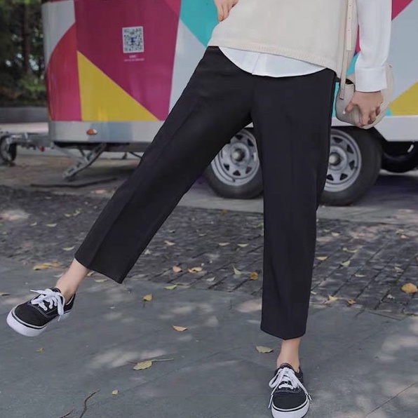 Quần tây ZHELIHANGFEI ống suông rộng lưng cao thời trang thanh lịch dành cho nữ