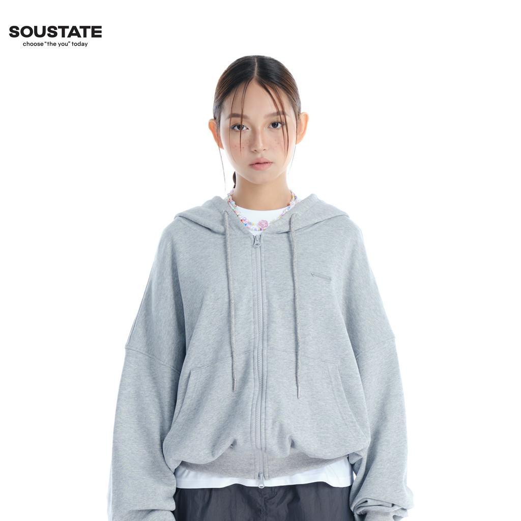 ÁO HOODIE FULL ZIP SOUSTATE "SKETCH PLAN" (XÁM - BOXY)