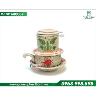 Phin cafe sứ Tam Thái men rạn vẽ Chuồn Khoai