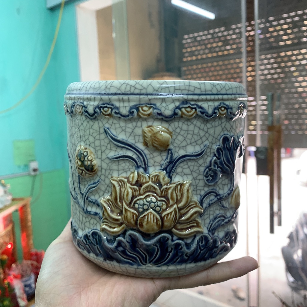 - Bát hương rạn nổi sen