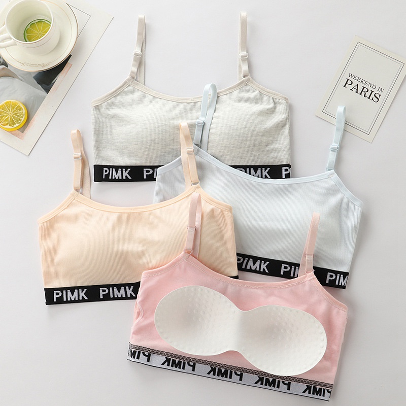 Áo Ngực Thể Thao Không Gọng Vải Cotton Thoáng Khí Thời Trang Cho Bé Gái