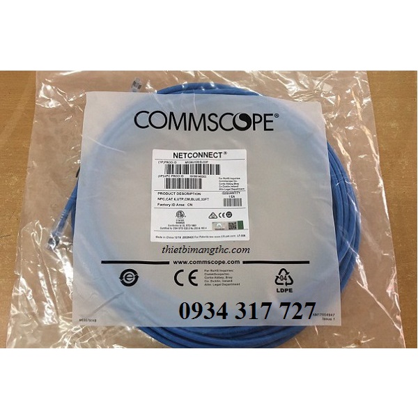 Dây cáp mạng AMP Commscope Cat 6 UTP Blue 100/1000 dai 5M, 10M, 15M chuẩn đồng 100%