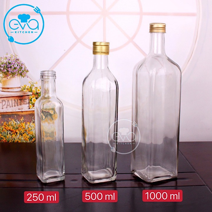 Chai Thuỷ Tinh Vuông Rót Gia Vị Rót Dầu OiL Can 250 Ml