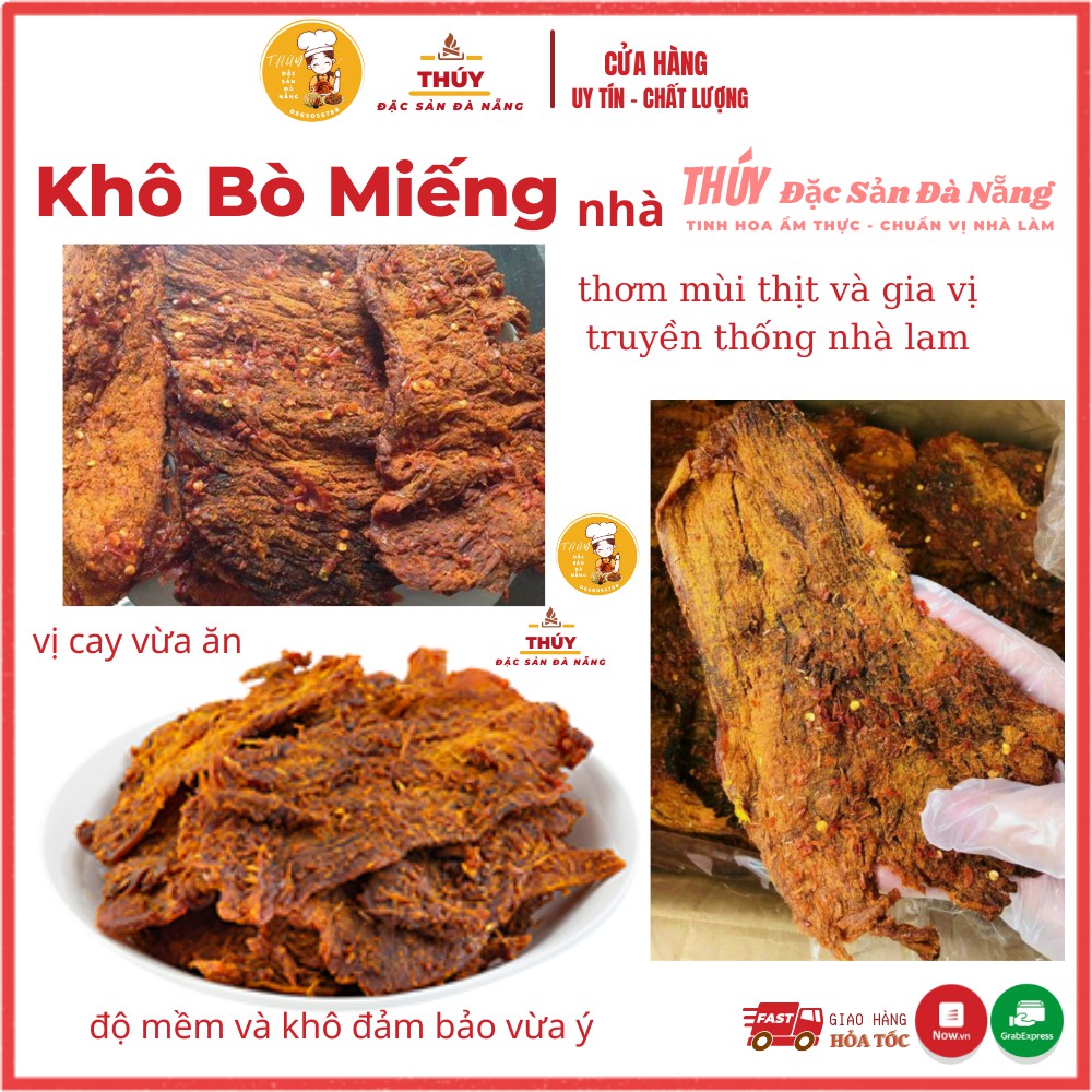 Bò Khô Lát nguyên miếng  hũ 250gr loại 1 Đặc Sản Bò Khô Đà Nẵng thơm ngon đậm đà vị cay vừa ăn