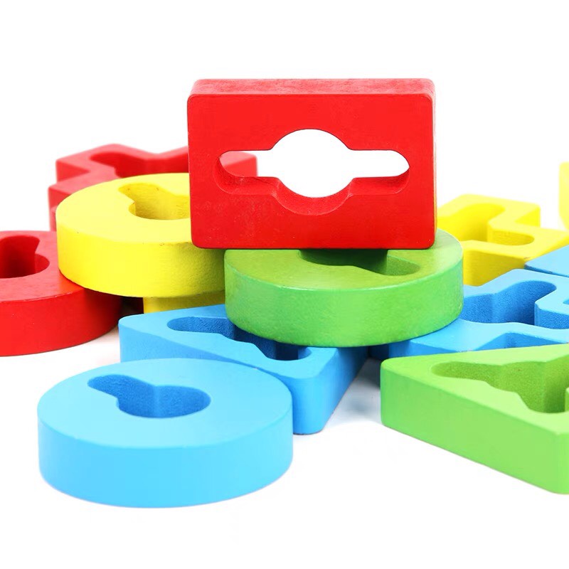 Combo Bộ thả hình khối ZICZAC 4-5 cọc, thả khối vuông giúp bé phát triển tư duy - Đồ chơi gỗ thông minh cho bé