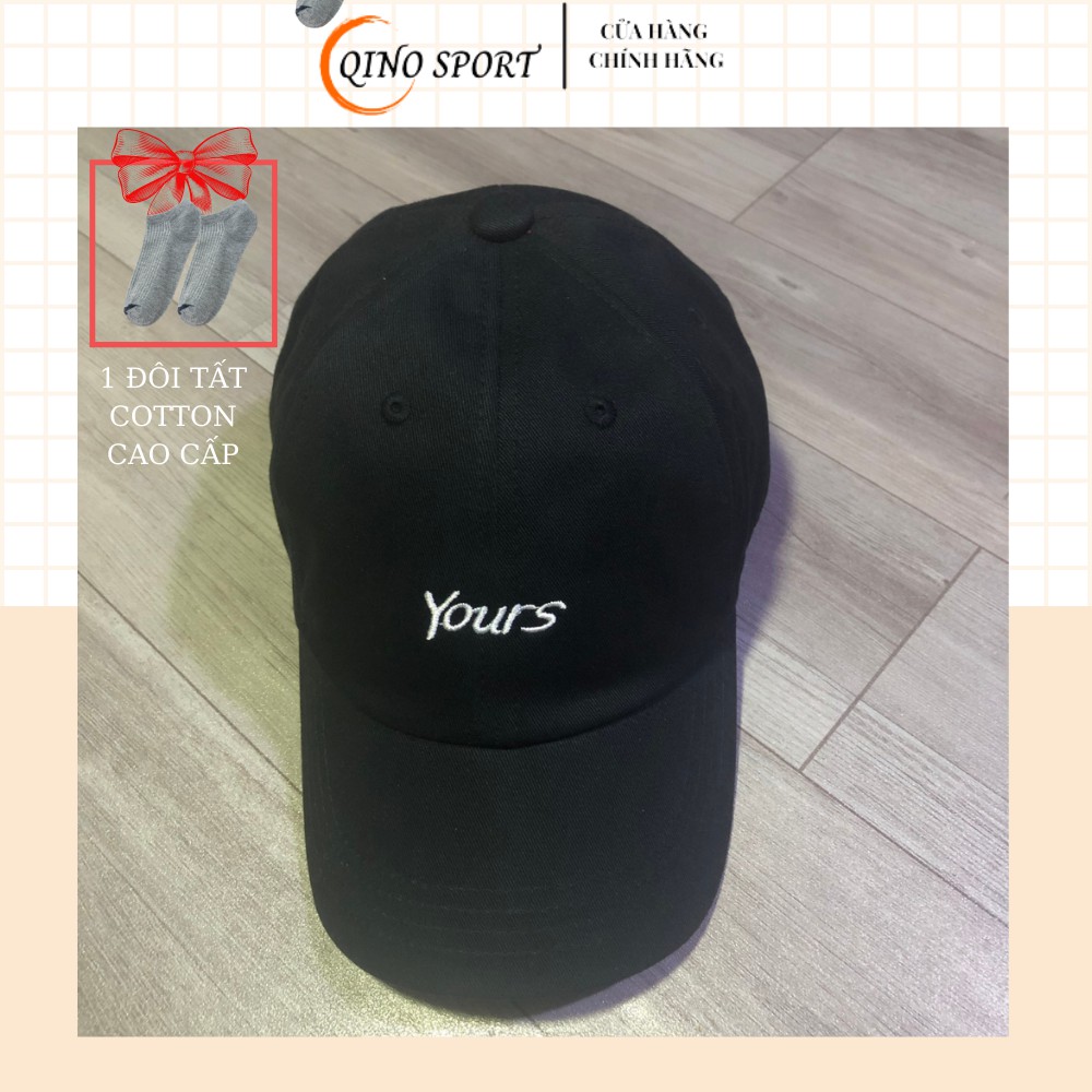 Mũ lưỡi trai , nón kết QINO nam nữ thêu chữ Yours chất liệu 100% cotton cao cấp 4 màu cá tính đen trắng xanh đỏ freesize