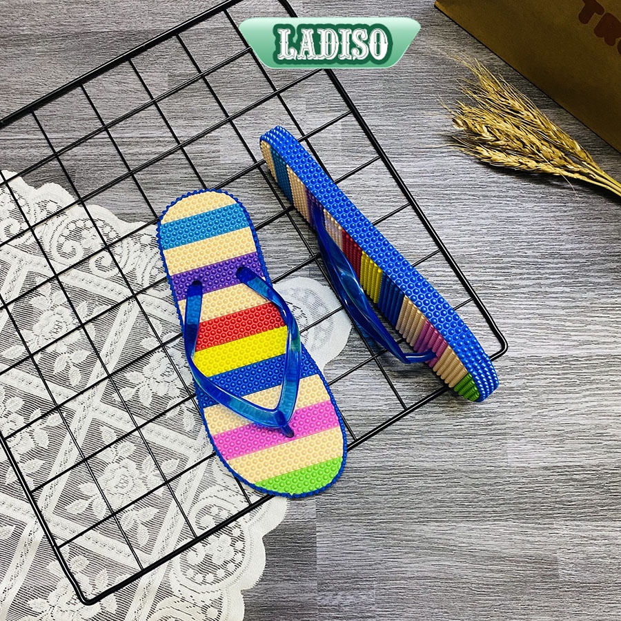Dép kẹp bảy sắc cầu vồng có gai massage chân siêu nhẹ siêu êm LADISO TT359
