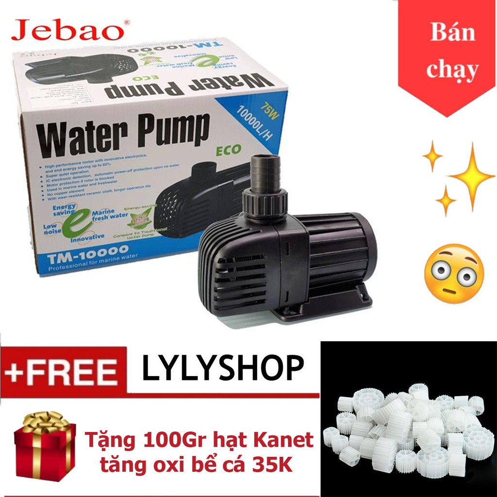 Máy bơm chìm JEBAO TM-10000 (75W - 10.000 l/h) công suất mạnh + tặng 100gr hạt KALDNES, Hạt nhựa Kanet