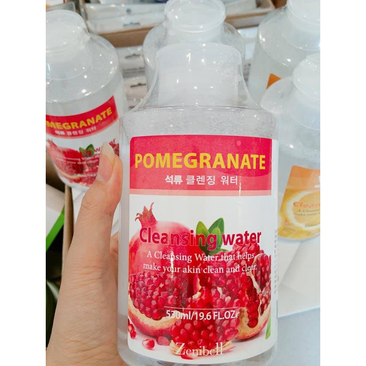 Nước Tẩy Trang Zenibell Lựu Pomegranate   530ml, Dành Cho Da Dầu, Da Mụn, Không Chứa Cồn Làm Sạch Sâu Mắt Môi