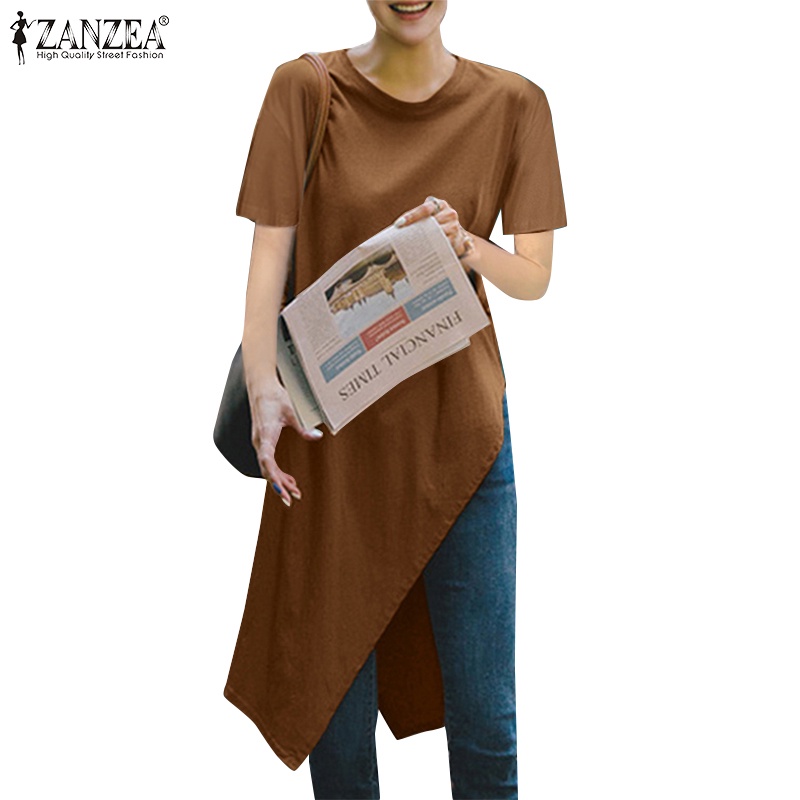 Đầm thun Zanzea dài tay xẻ tà thời trang cho nữ