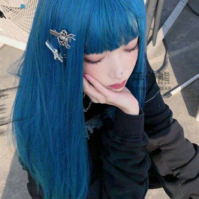 Wig/Tóc giả teen/Lolita mái bằng màu xanh dương cá tính C8303