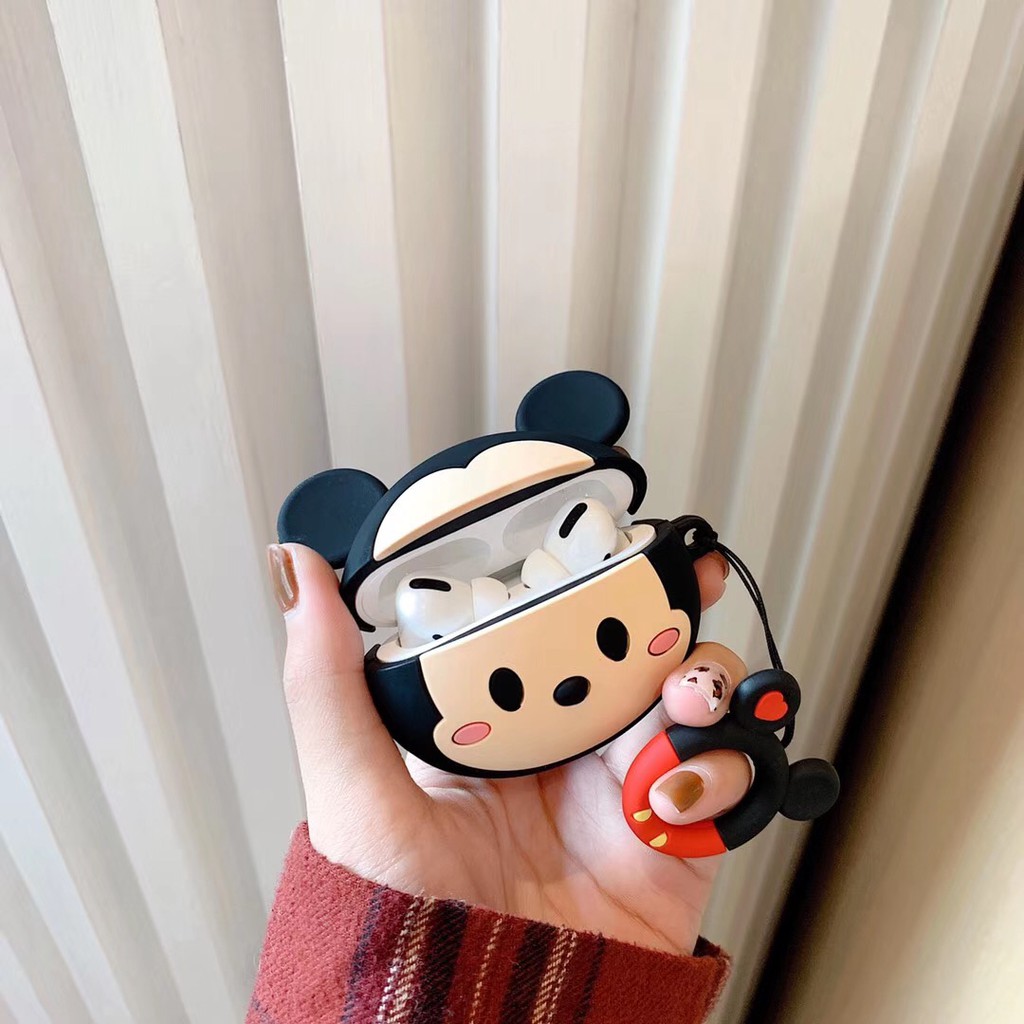 Cartoon Mickey Minnie Shape Casing AirPods Pro Case Cute AirPod 3 Soft Case With Same Ring Cover