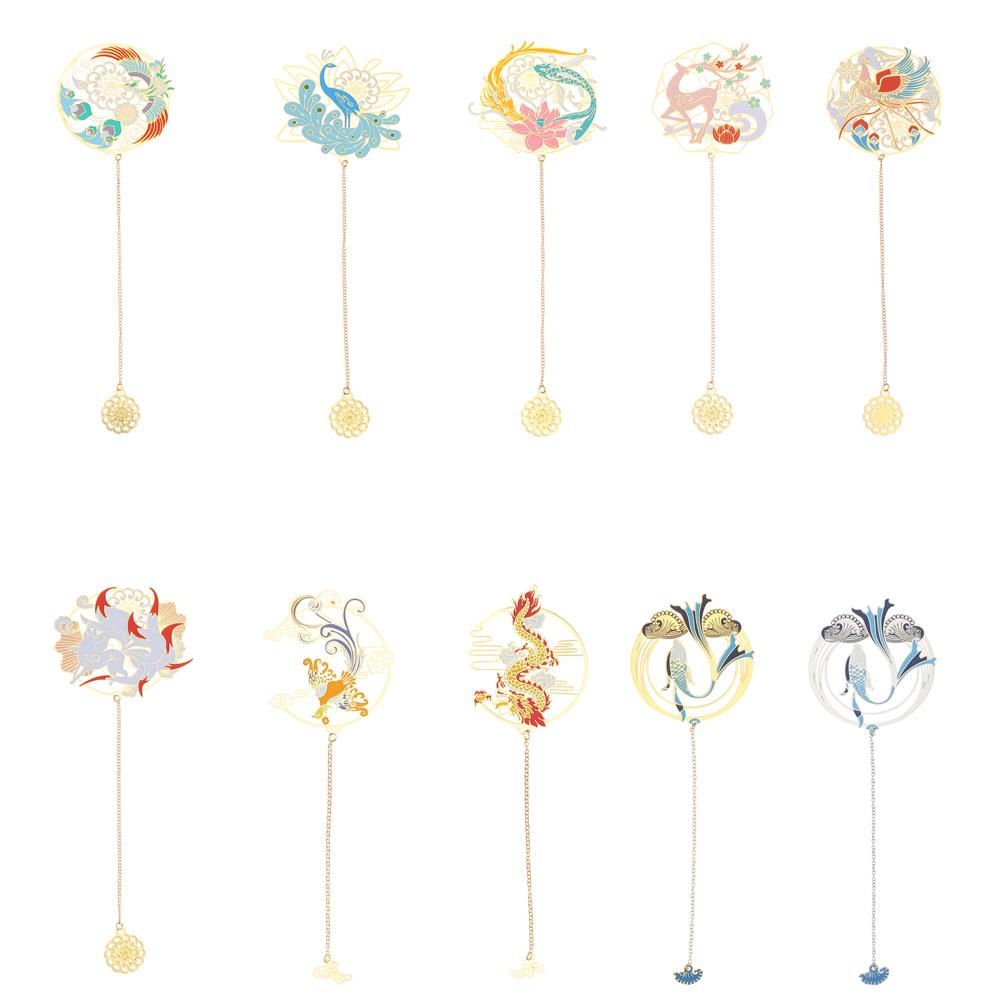 Lansel Đánh Dấu Trang Sách Bằng Đồng Thau Hình Cá Koi / Chim Công