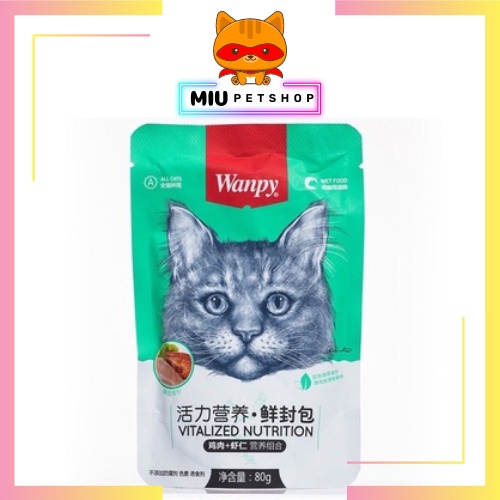 Pate cho mèo wanpy, pate wanpy cho mèo trên 3 tháng tuổi 7 vị siêu ngon - túi 80gr