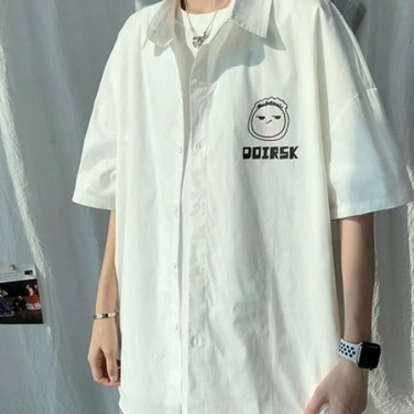 Áo Thun Tay Ngắn Màu Trơn In Họa Tiết Hoạt Hình Phong Cách Nhật Hàn Cho Nam Thời trang phong cách hàn quốc ngắn tay unisex và simple áo thun cổ tròn