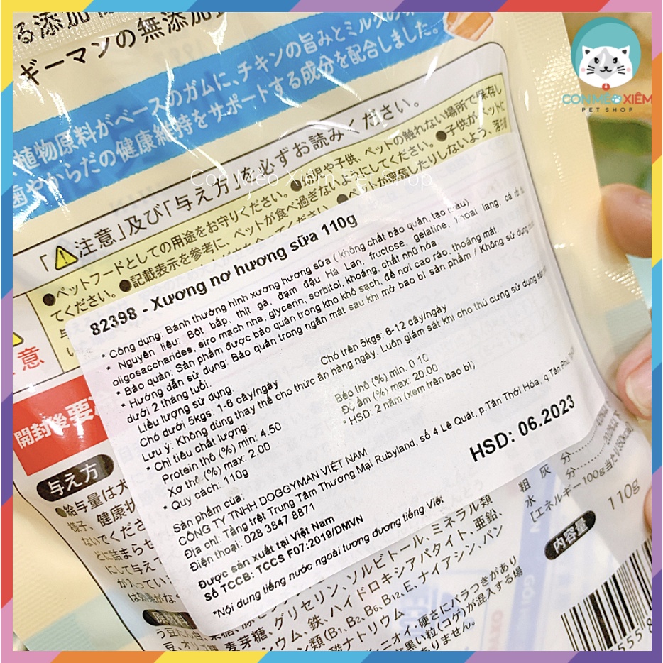 Que gặm cho chó vị sữa Doggyman xương nơ size mini 120g, sạch răng cún Con Mèo Xiêm