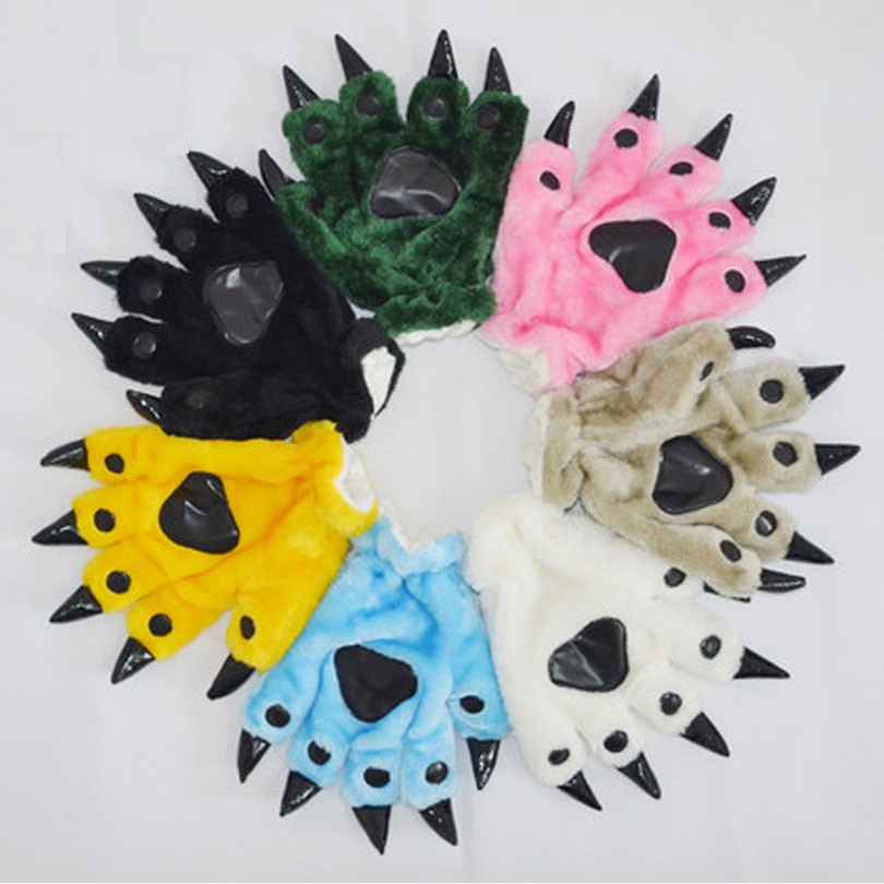 Găng Tay Flannel Mềm Mại Hình Móng Vuốt/Gấu/Khủng Long Cho Halloween