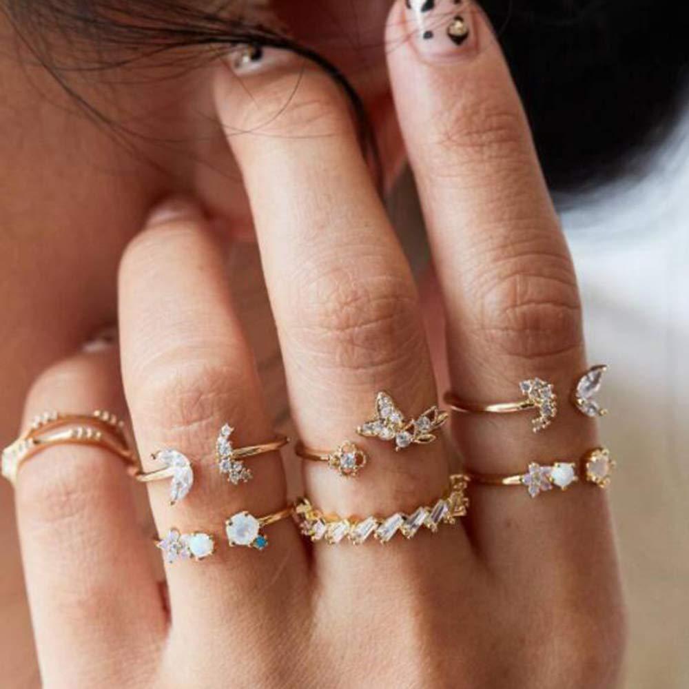 Set 7 Nhẫn Hình Bướm Cổ Điển|Nhẫn Hở Thiết Kế Đơn Giản Thời Trang Cao Cấp