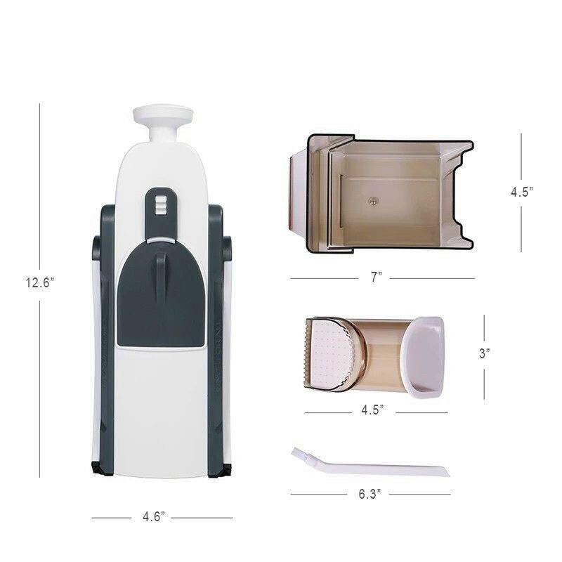 Dụng cụ cắt thái rau củ quả nhà bếp, dạng đứng 4 trong 1, thái lát, thái sợi, bào, tỉa hoa