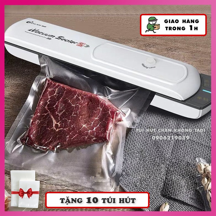 Máy Hút Chân Không Thực Phẩm [ĐỘNG CƠ KÉP] Kèm Hàn Miệng Túi Vacuum Sealer Chính Hãng - Tặng 10 Túi