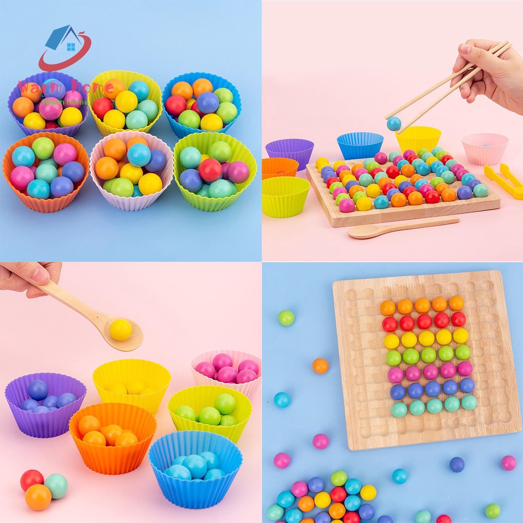 Shopeecarena Beads Board Game, Rainbow Wooden Go Games Set Dots Shuttle Beads Puzzle Toy