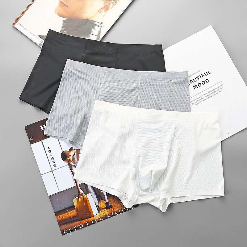 QUẦN LÓT NAM - Dạng Đùi Boxer Nhật Không Đường May - Thun Lụa Đúc Thoáng Khí Siêu Mát