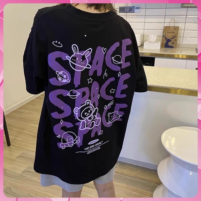 Áo thun tay lỡ nam nữ, áo phông unisex form rộng chất  mát mịn thấm hút mồ hôi in hình SPACE