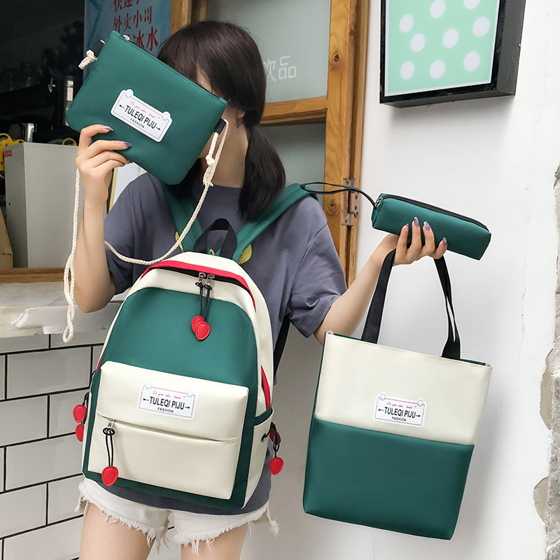 Ba Lô Đi Học Phối Màu Tương Phản Phong Cách Hàn Quốc Dành Cho Nữ